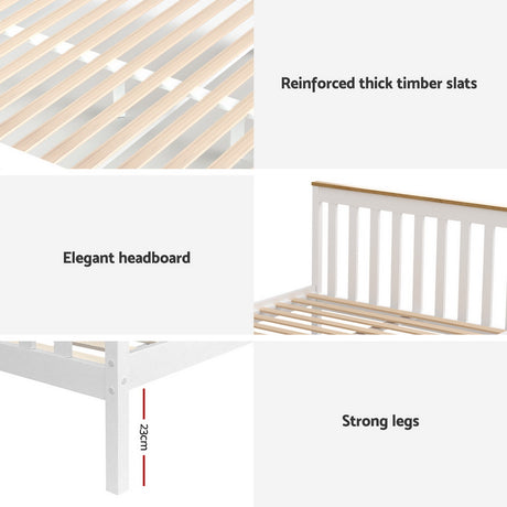 Artiss PONY white double storage platform bed frame showing 200 x 147 x 82cm — Allure Home Collections