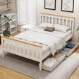 Artiss PONY double platform bed frame in white pine with 2 storage drawers — Allure Home Collections