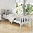 Artiss PONY single solid pine bed frame in white two-tone — full front view — Allure Home Collections