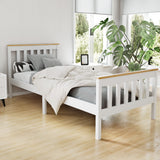 Artiss PONY single solid pine bed frame in white two-tone — full front view — Allure Home Collections