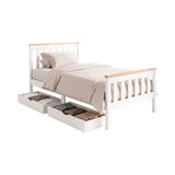 Susa White Single bed frame in a modern bedroom