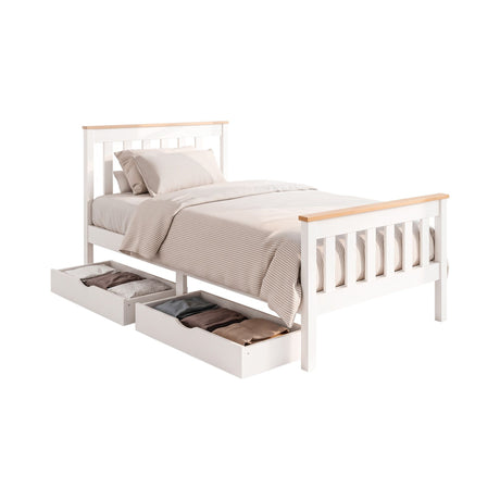 Susa White Single bed frame in a modern bedroom