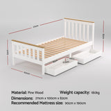 Susa Single Wooden Bed Frame, White