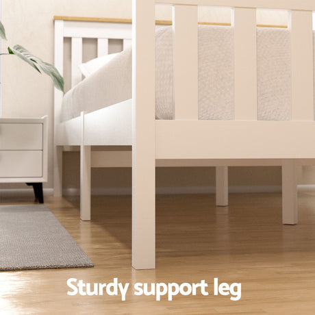 Susa Single Wooden Bed Frame, White
