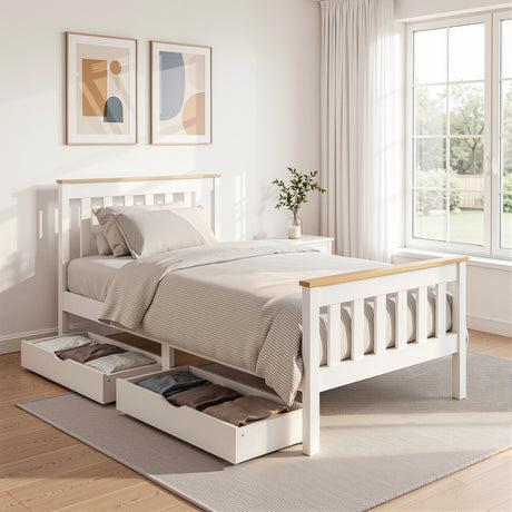Susa Single Wooden Bed Frame, White