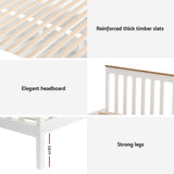 Artiss Bed Frame Single Size Wooden Platform with 2 Storage Drawers White PONY