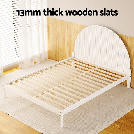 Artiss Queen Size Wooden Bed Frame - White