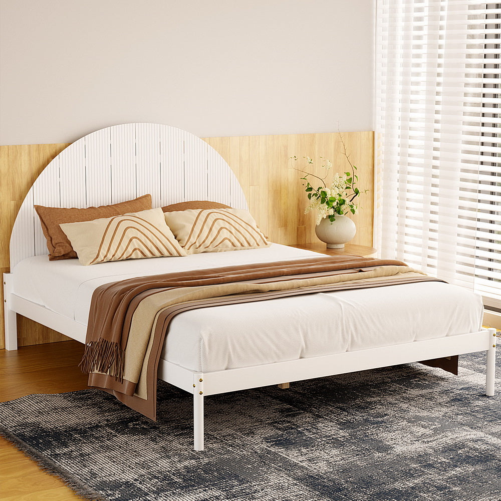 Artiss Queen Size Wooden Bed Frame - White