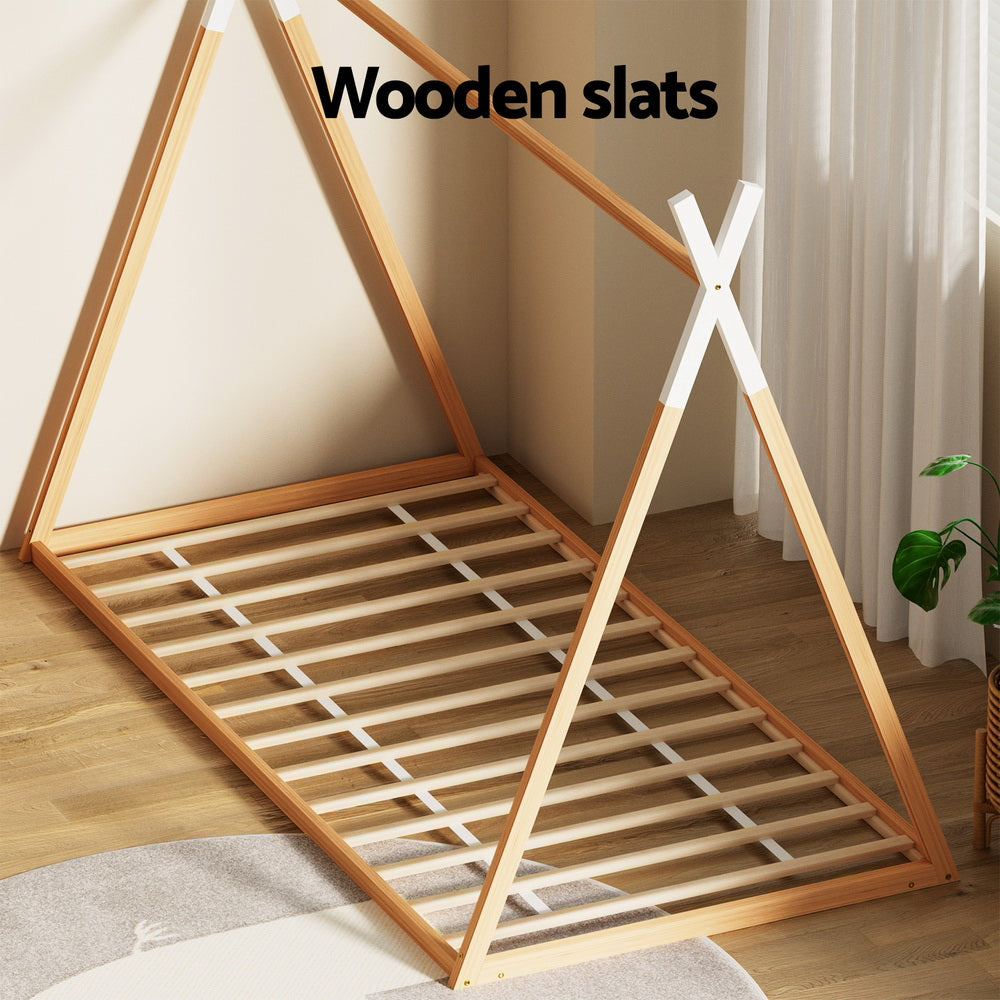 Artiss ENID oak pine house bed frame styled in kids bedroom — Allure Home Collections