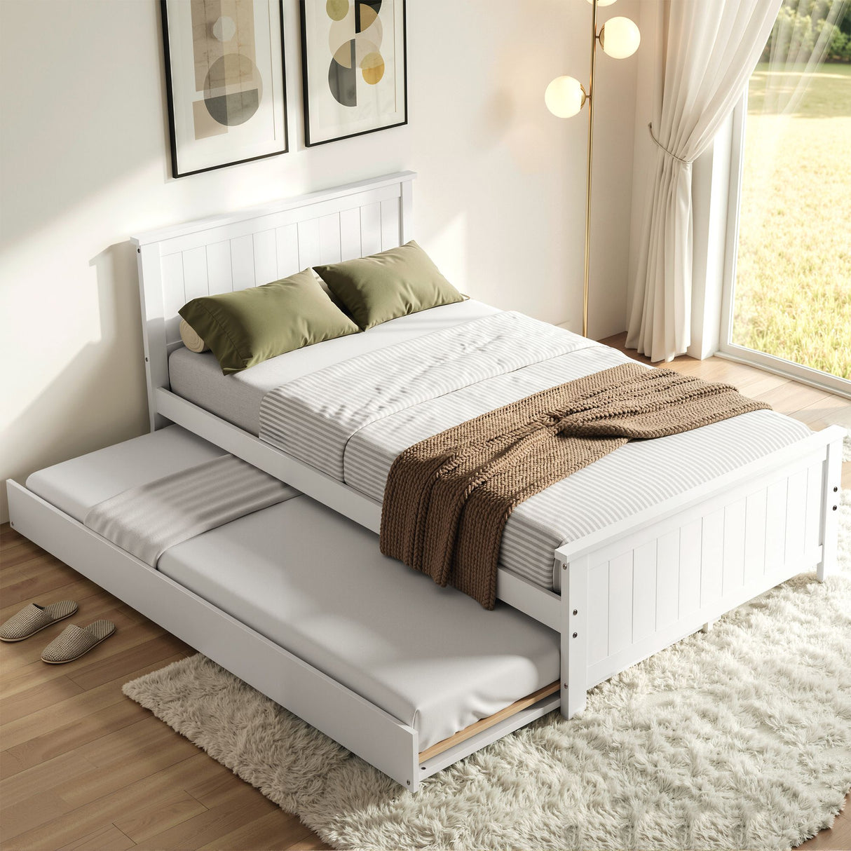 Birch Trundle Bed, White