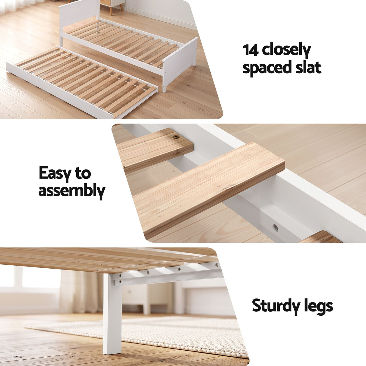 Birch Trundle Bed, White, view 7