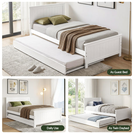 Birch Trundle Bed, White, view 8