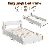 Portsea King Single Bed with Charging, White, view 2