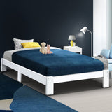 Artiss JADE single white pine bed frame showing 197 x 98 x 30cm proportions — Allure Home Collections