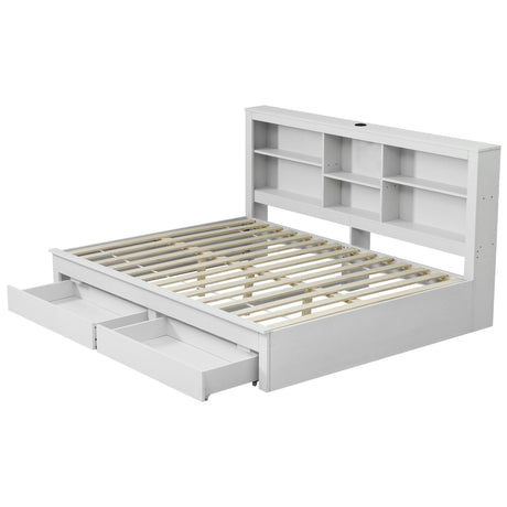 Byron Farmhouse Double Bed with Storage, White, view 5