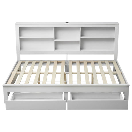 Byron Farmhouse Double Bed with Storage, White, view 6