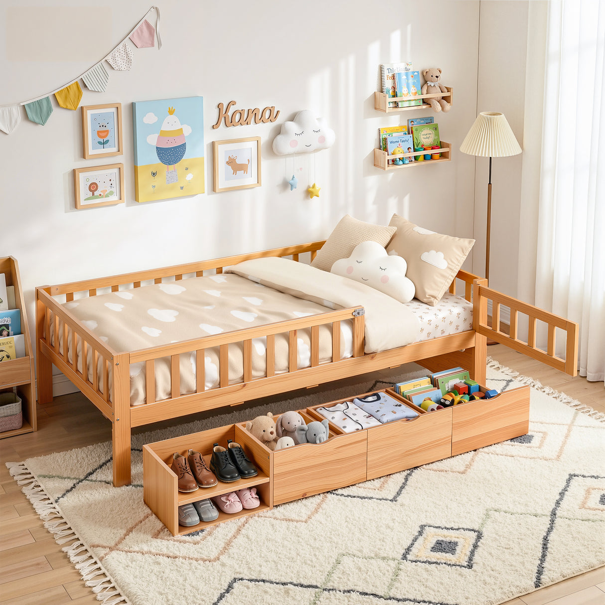 Juniper Montessori Kids Bed, Natural