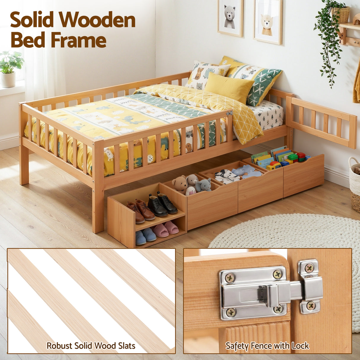 Juniper Montessori Kids Bed, Natural, view 4