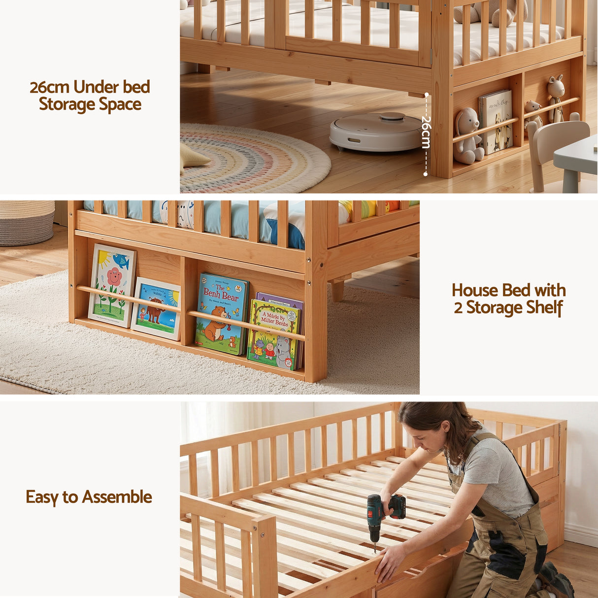 Juniper Montessori Kids Bed, Natural, view 6