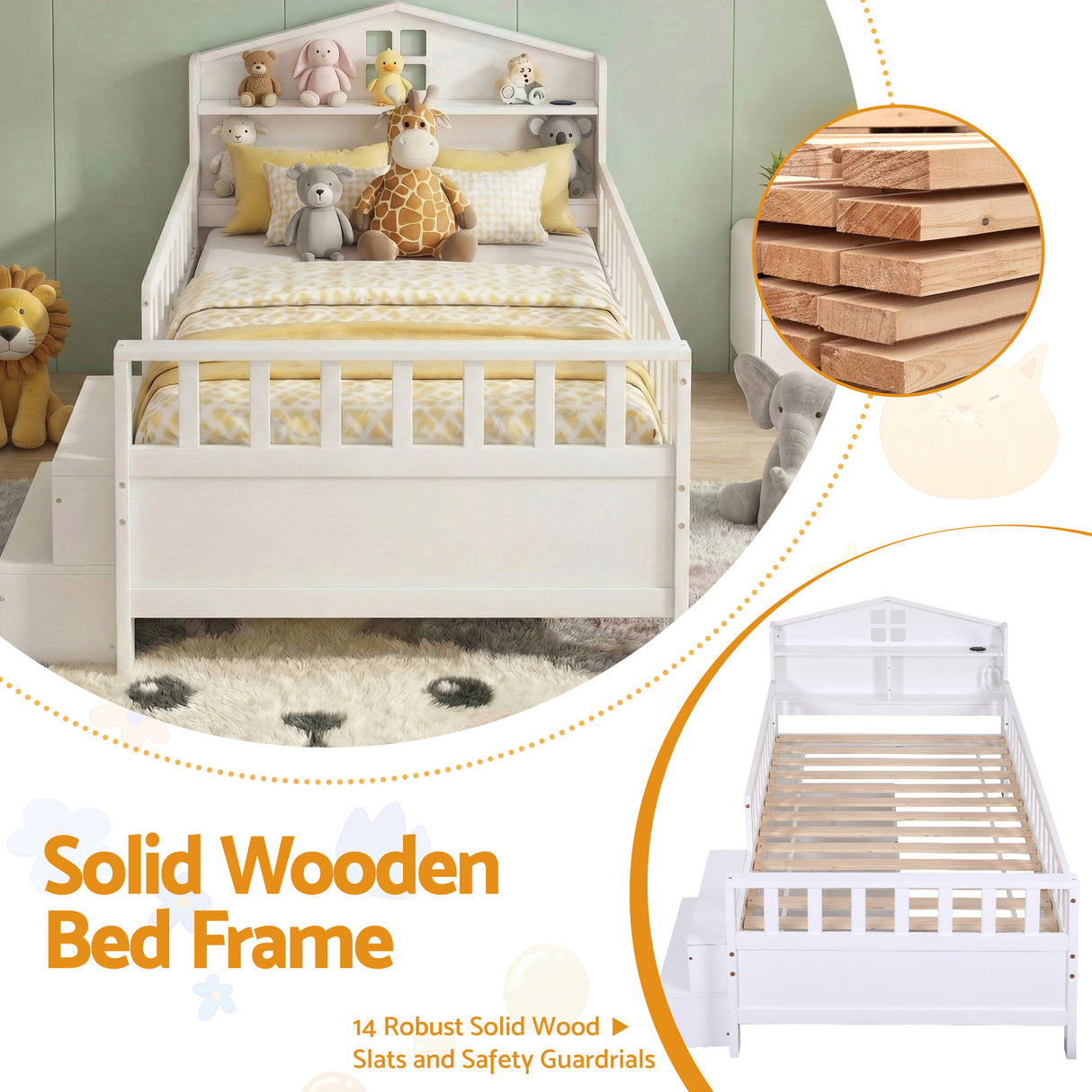 Ventimiglia Single Wooden Bed Frame, White