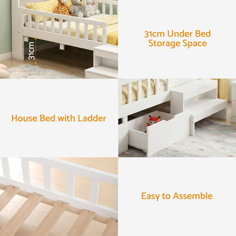 Ventimiglia Single Wooden Bed Frame, White