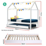 Artiss HOLY Kids House Trundle Daybed — White Solid Pine — Allure Home Collections
