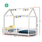 Kids house single bed frame in white