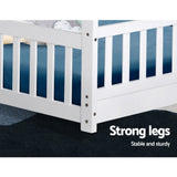 Kids house single bed frame in white