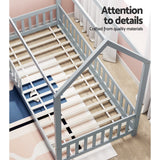 Artiss ROCK Kids House Bed Frame — Grey Solid Pine — Allure Home Collections
