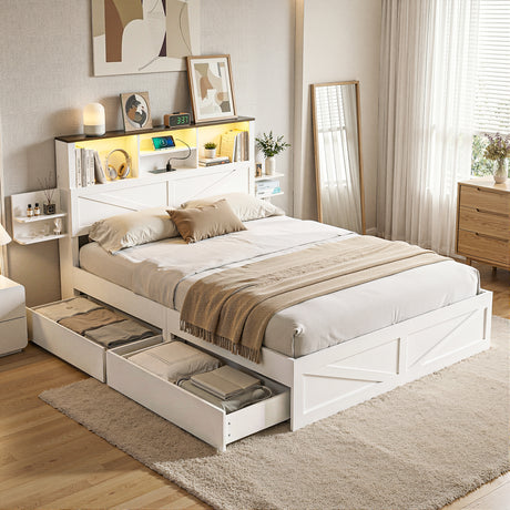 Mayfair Double Bookcase Bed, White