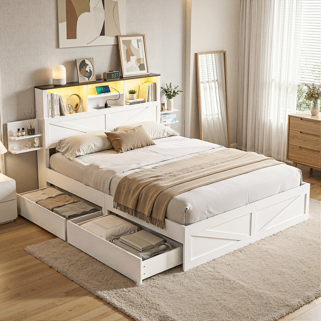 Mayfair Double Bookcase Bed, White
