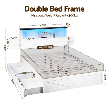 Mayfair Double Bookcase Bed, White, view 2