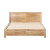 Artiss queen acacia wood bed frame side profile showing 55cm tall headboard — Allure Home Collections