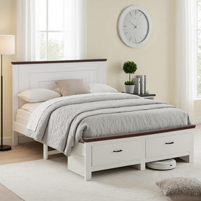 Belmont Queen Wooden Bed with Drawers, White