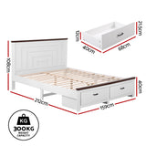 Belmont Queen Wooden Bed with Drawers, White, view 2
