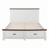 Belmont Queen Wooden Bed with Drawers, White, view 3