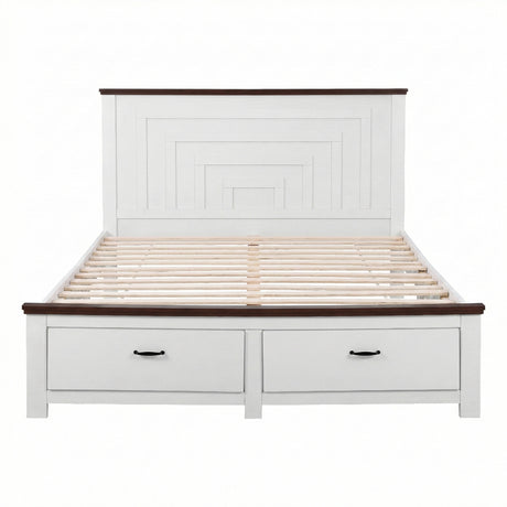 Belmont Queen Wooden Bed with Drawers, White, view 3