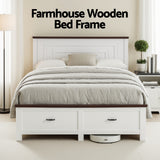 Belmont Queen Wooden Bed with Drawers, White, view 4