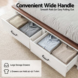Belmont Queen Wooden Bed with Drawers, White, view 6