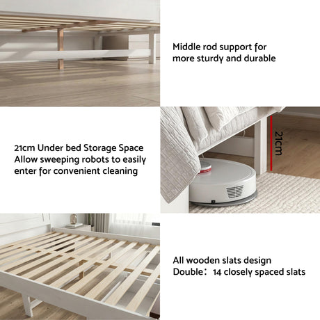 Belmont Queen Wooden Bed with Drawers, White, view 7