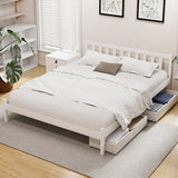Artiss SOFIE double white pine platform bed frame with 2 storage drawers — full view — Allure Home Collections