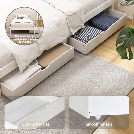Artiss king single white storage platform bed frame side profile — Allure Home Collections