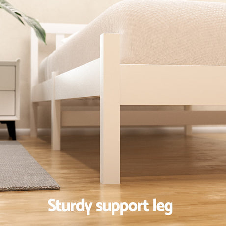 Artiss king single white storage bed frame from foot end — Allure Home Collections