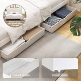 Artiss queen white pine storage bed frame side profile — Allure Home Collections