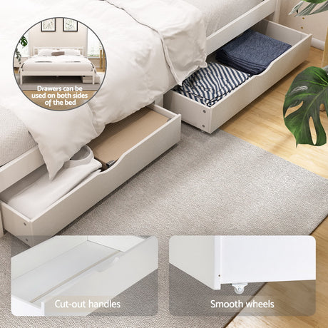 Artiss queen white pine storage bed frame side profile — Allure Home Collections