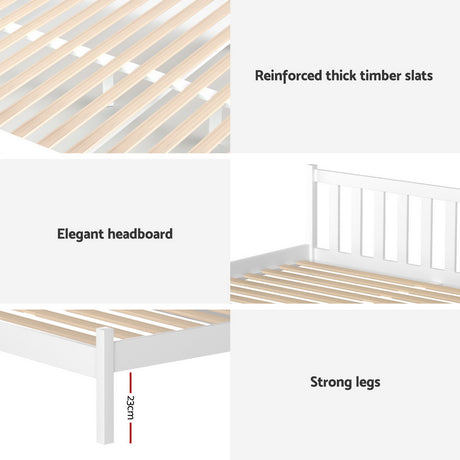 Artiss white pine platform storage bed frame showing plywood slat base — Allure Home Collections