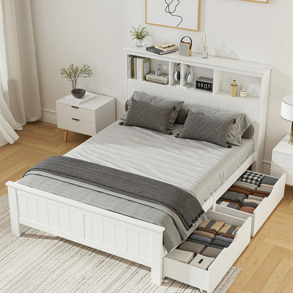 Cogne White Double bed frame in a modern bedroom