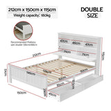 Cogne Double Wooden Bed Frame, White