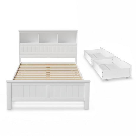Cogne Double Wooden Bed Frame, White