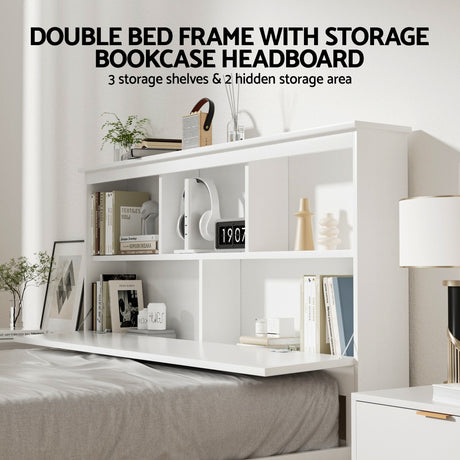 Cogne Double Wooden Bed Frame, White